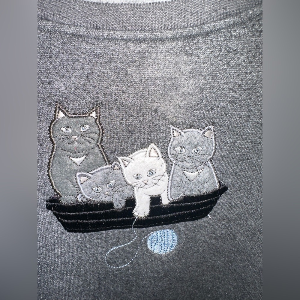 Vintage Jennifer Moore Embroidered Cats Sweatshirt size PM - Picture 6 of 11
